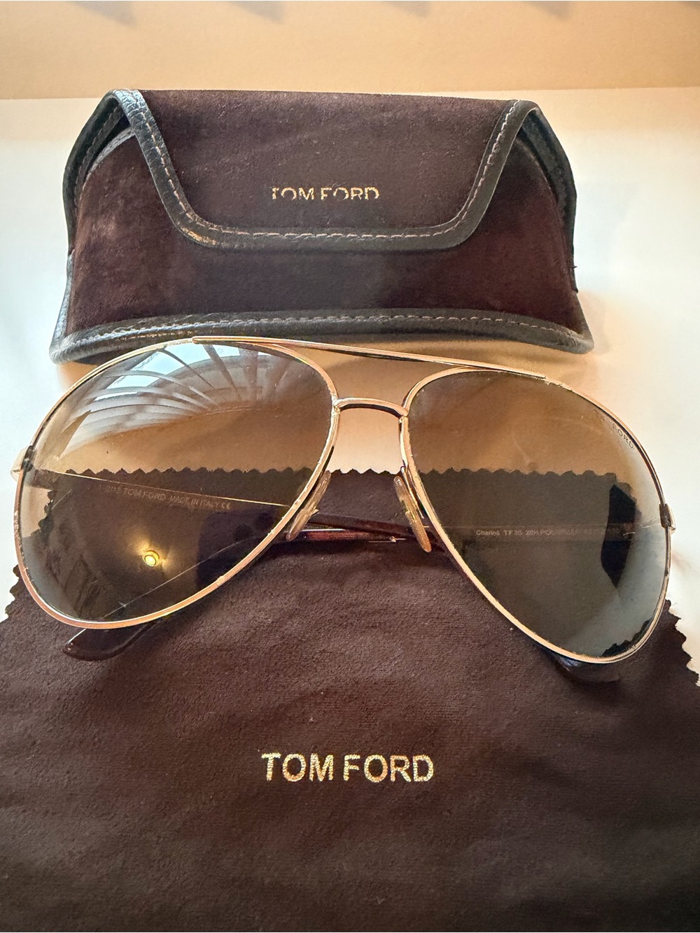 Tom Ford Women’s Aviator Sunglasses in Brown and Gold